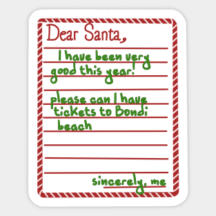 Letter to santa (bondi beach tickets) Sticker